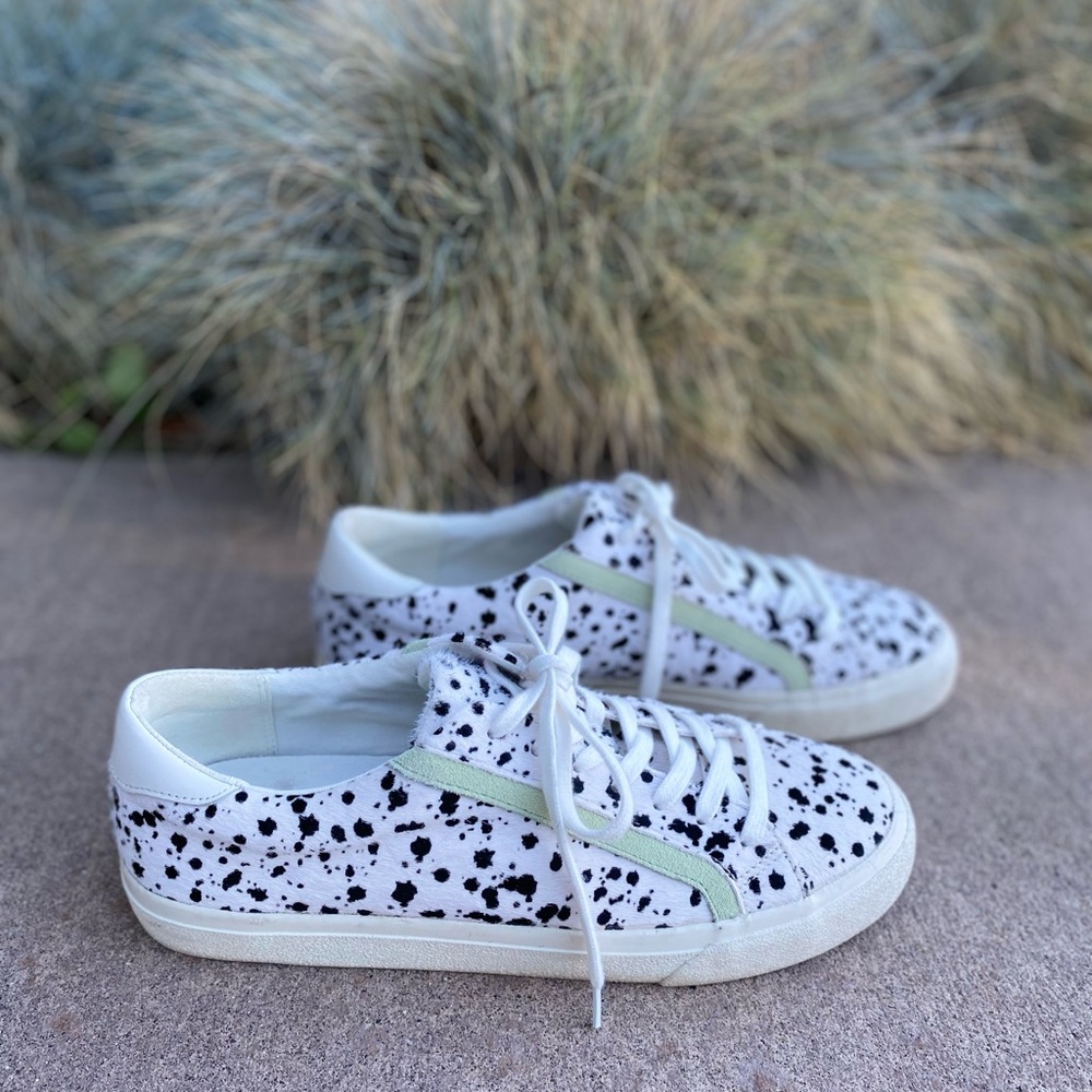 Madewell Sidewalk Low-Top Sneakers Spatter-Painted Calf Hair Animal Print white